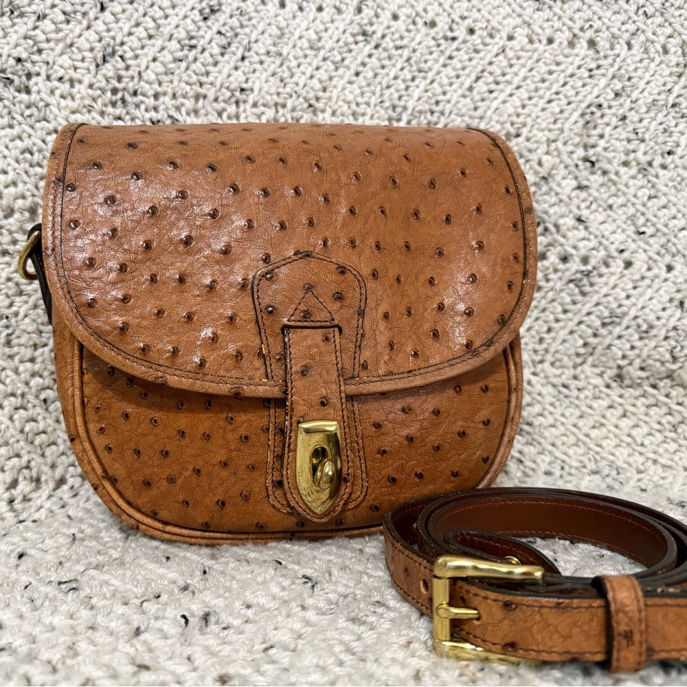 Dooney and Bourke Ostrich Square Flap Bag - Picture 1 of 6